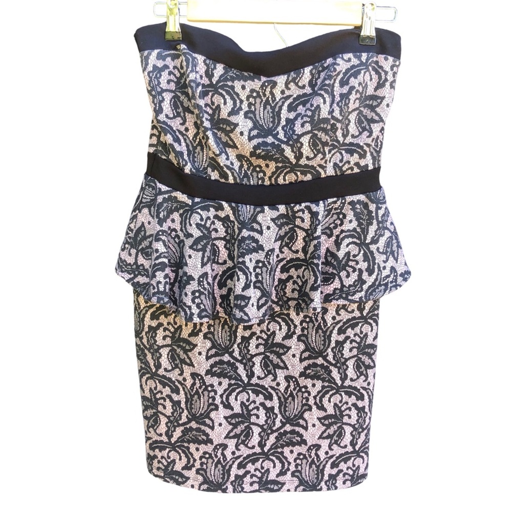 Urban hearts strapless mini dress ruffle waist line Med